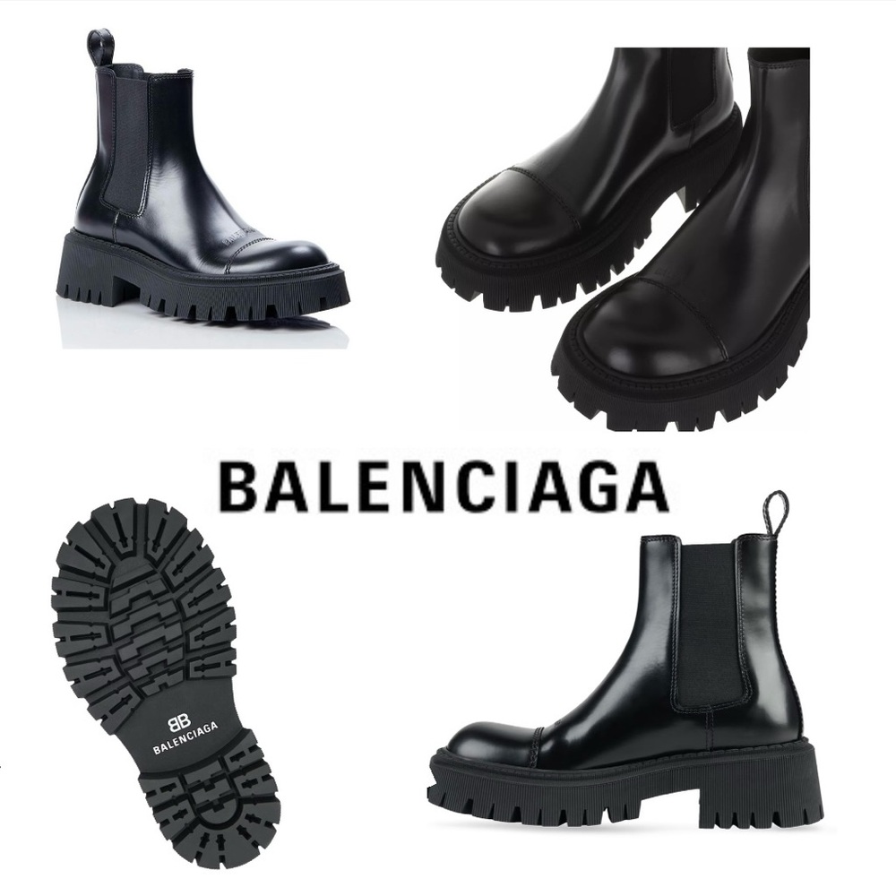 Balenciaga Tractor 20MM Black Leather Ankle Boots Size 35 (US 5) NWOB - Picture 2 of 16